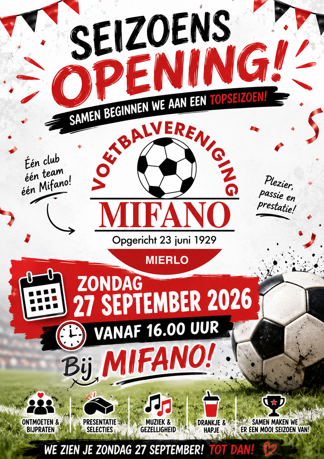 Seizoensopening Mifano 27 september 2026