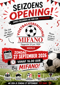 Seizoensopening Mifano 27 september 2026